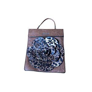 IPDA Brown Leopard Rose Handbag - Women's Designer Shoulder Tote Bag Needs Strap